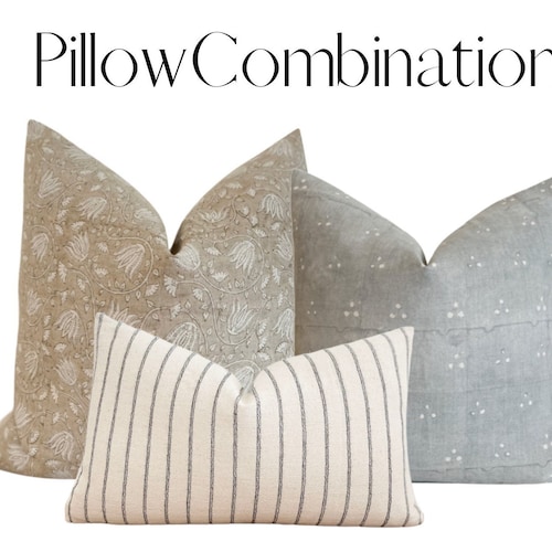 Sloane Pillow Combo Designer Linen Pillow Cover Set of Etsy