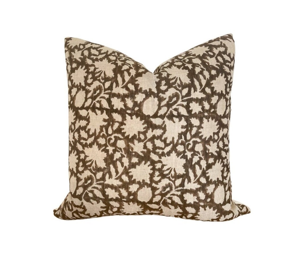 Parker Floral Pillow Cover Designer Pillow Decorative Pillow Brown