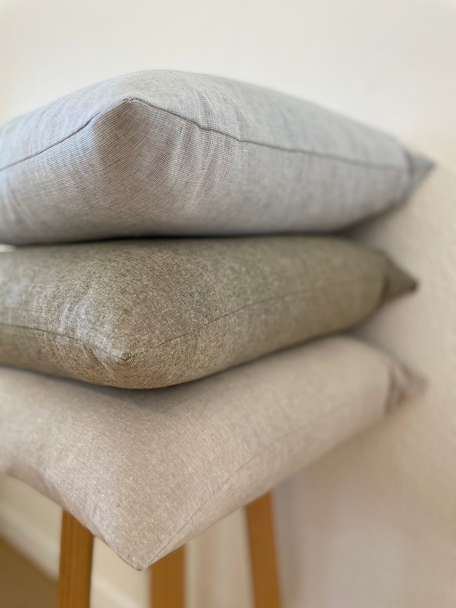 Chambray Linen Pillow Cover Contemporary Coastal Modern Etsy