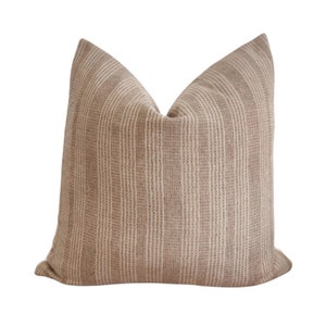 Calloway Woven Stripe Pillow Cover| Tan Brown Pillow Cover | Neutral Home Decor | Decorative Pillow Cover| Textured Throw Pillow| 20x20