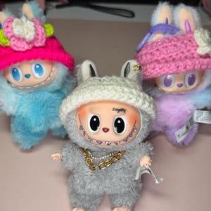 Crochet labubu Beanie, Custom labubu clothes, crocheted hat for labubu