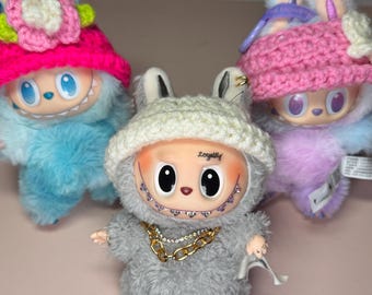 Crochet labubu Beanie, Custom labubu clothes, crocheted hat for labubu