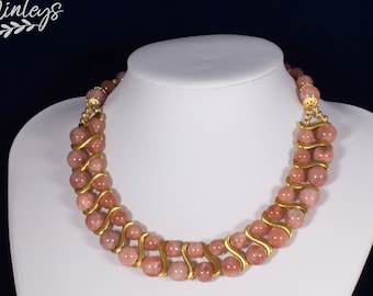 Collier Statement Necklace Ladies extraordinary Jewelry Sunstone 18K Gold Plated