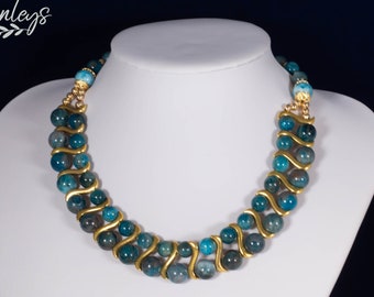 Collier Apatite Statement Necklace Ladies, gold plated