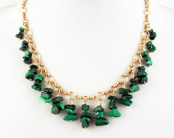 Malachite Statement Chain, Gemstone Necklace Ladies, 18k gold plated