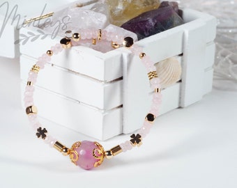 Ladies minimalist bracelet, rose quartz
