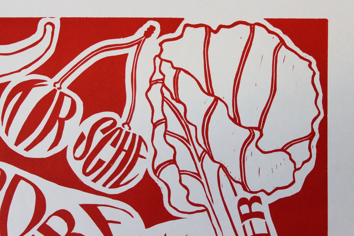 Linocut Vegetables and Fruit Poster Series the Red Etsy UK