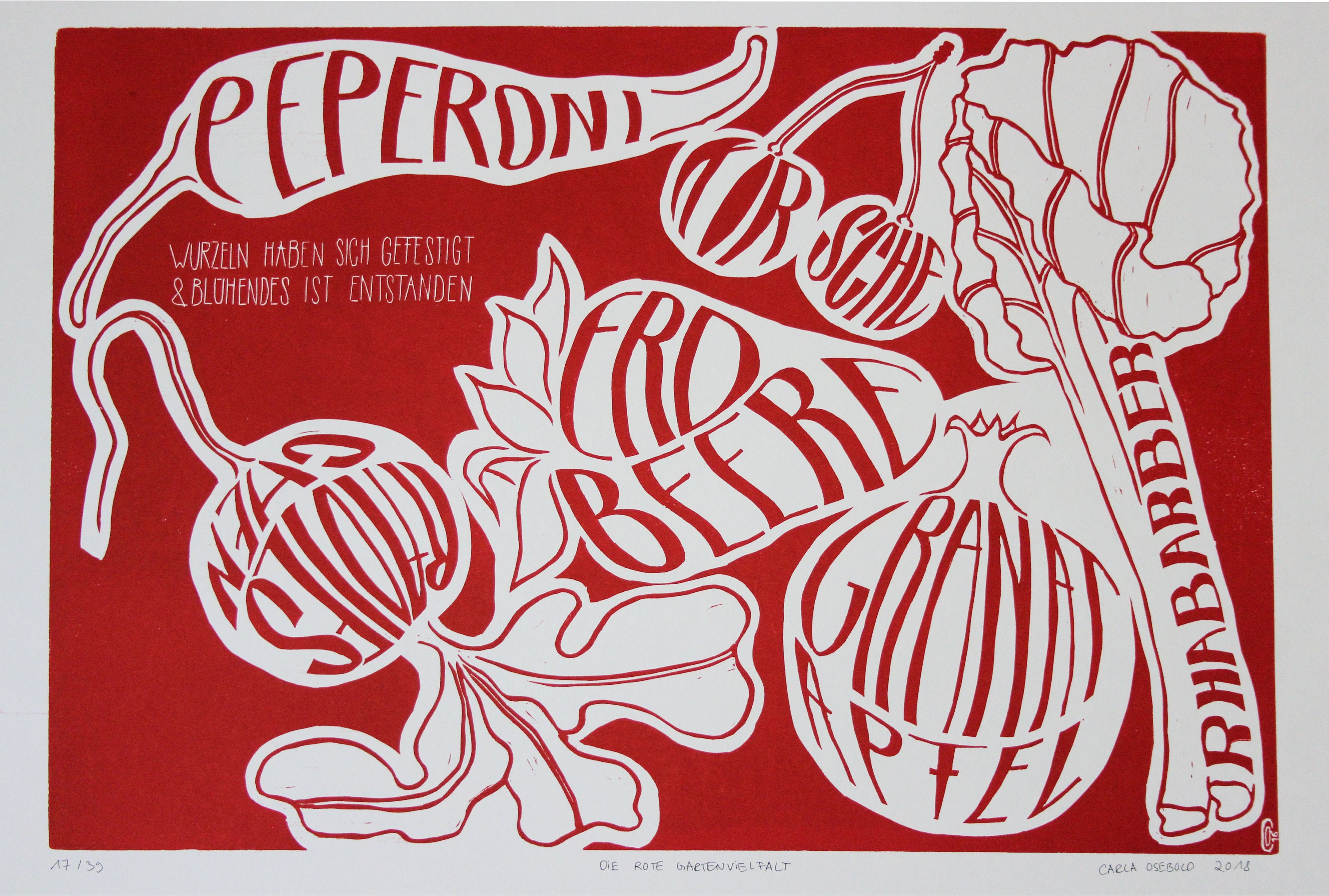 Linocut Vegetables and Fruit Poster Series the Red Etsy UK