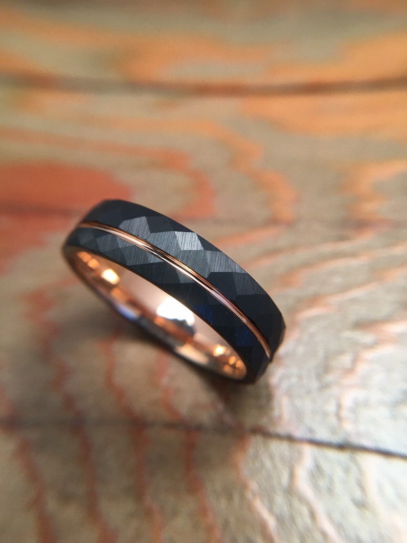 Multi-Faceted Ring Black 6mm Tungsten Wedding Band image 1