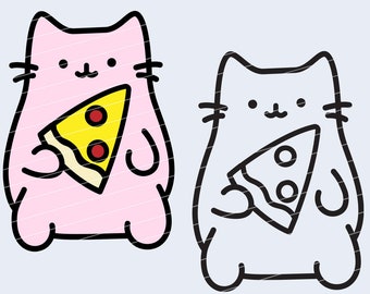 Pizza fat cat svg png, kitty cat SVG PNG, pizza cat fat svg png, Chubby cat cut file. Cricut svg cut files png for shirts, signs, etc.