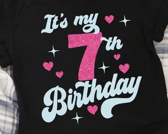 Süße Svg 7. Geburtstag Svg-Dateien für Cricut. Geburtstagsgeschenk Drehen 7 Jahre alt Svg 7. Geburtstag Png, Svg, Dxf Clipart