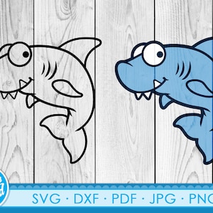 Baby Shark svg, jpg, dxf, png cut files for cricut. Cartoon baby shark kids children clipart png transparency