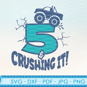 5th Birthday SVG, fifth Birthday svg, 5th Birthday Boy SVG, Birthday Boys Svg, Cut File for Cricut - Silhouette, Birthday Boy Svg, 5 truck