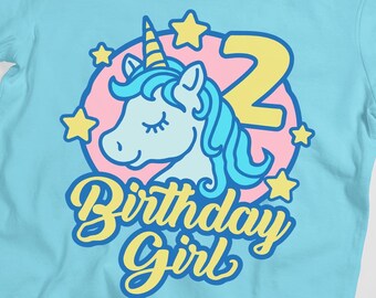 Cute Girls Unicorn 2nd Birthday svg png. Unicorn svg files for cricut. Unicorn svg png, dxf, 2 year old unicorn birthday gift