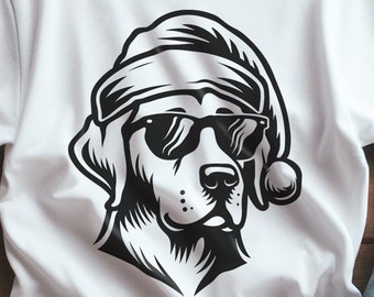 Hond kerst SVG, grappige kerst hond SVG gesneden bestanden voor Cricut, CNC, silhouet. Svg-, Png- en Dxf-bestanden voor wintervakantieseizoen hond X-mas