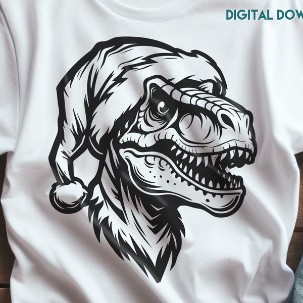 Christmas Dinosaur svg, T-rex Christmas svg, Tyrannosaurus rex cut files for Cricut, Cnc, Silhouette. Svg, Png and Dxf file