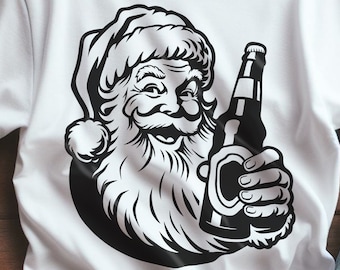 Beer Santa Christmas svg, Christmas Beer svg Funny Drinking cut files for Cricut, Cnc, Silhouette. Svg, Png and Dxf files for Winter Holiday