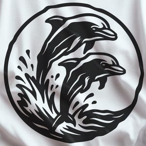 Saut des dauphins SVG Png coupe fichier dauphins marsouin Svg dauphin pour Cricut, découpe laser, gravure, PNG, illustration vectorielle Dxf