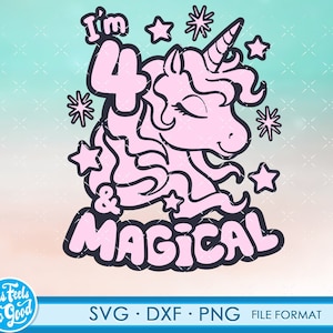 Einhorn 4. Geburtstag Svg, vierten Geburtstag Svg, Png, Dxf Alles gute Geburtstag 4 Jahre mädchen Svg, schneiden Dateien für Cricut. Sofortiger digitaler Download.