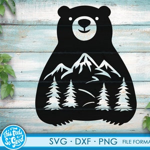 Wilderness Bears SVG ours svg fichiers pour Cricut. Cadeaux de Noël Ours SVG ours png, svg, dxf clipart fichiers. Nacho Moyenne Ours SVG ours