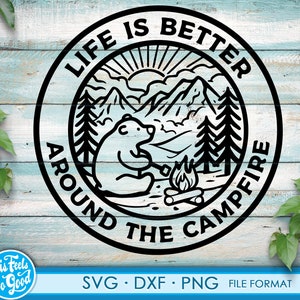 Camping svg, fogueira svg, arquivos para cricut. Montanhas de urso Arquivos Svg, Png, dxf. Marshmallows cortam arquivo clipart fogueira Camisa svg download