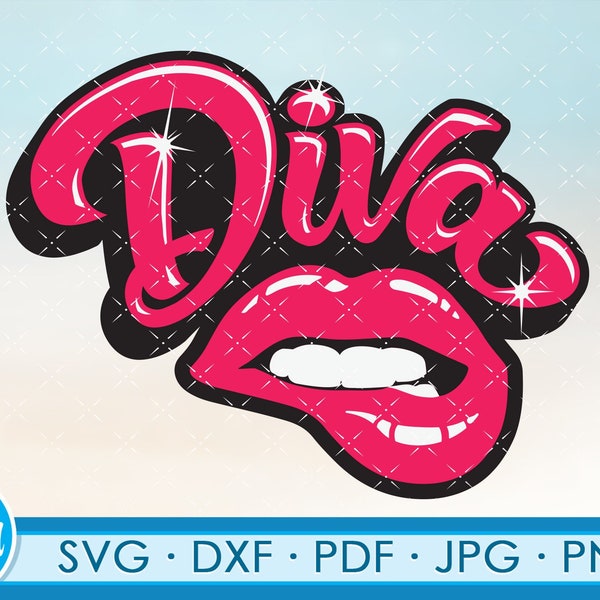 Diva svg files for cricut, diva lips svg, Princess svg files for cricut. Svg, Png, dxf files. diva cut file clipart diva lips  Shirt svg
