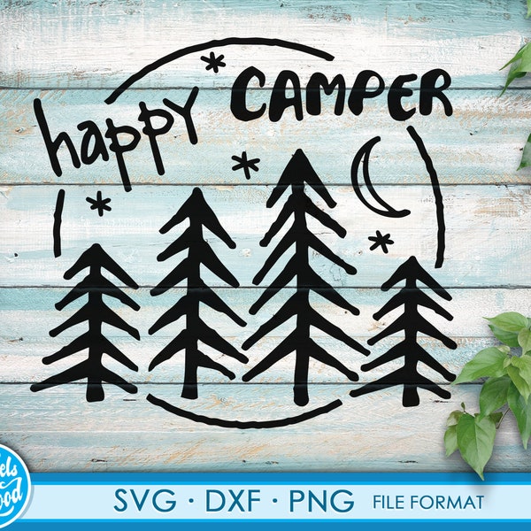 Funny Happy Camper SVG Nature Camping svg files for Cricut. Christmas Gift Happy Camper SVG Nature Campings png, svg, dxf clipart files. Na