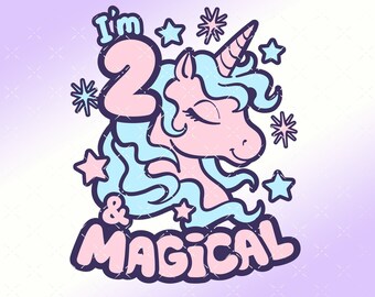 2nd birthday svg, second birthday svg, unicorn, girls, 2nd, birthday, 2, png, svg, dxf, svg files for cricut, Birthday girl, happy birthday