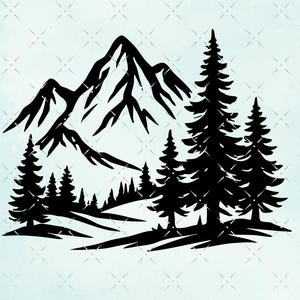 Berge SVG, Gebirgskette, svg, Designs, für Laserdrucker, Cricut, Cnc, Clipart Dxf, Png, Cut Datei, Camping im Freien