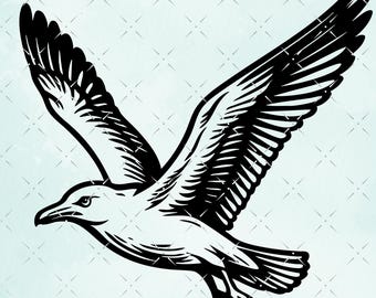 カモメのSVG PNGカットファイル、Cricut、レーザーカット、エッチング、カモメのPNG、DXFベクターグラフィック用のカモメのSVG