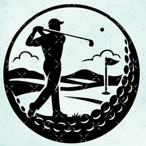 Archivo de corte SVG PNG de golf para Cricut, corte láser, grabado, PNG de golf, gráfico vectorial DXF