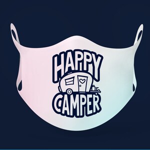 Arquivo de corte SVG de máscara facial de campista feliz, arquivo svg de campista feliz para cricut, clip-art de vetor de acampamento Arquivos SVG de clipart de campista feliz caminhadas svg.