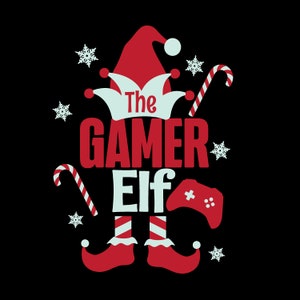 Gamer Elfe SVG, Weihnachten Gaming SVG, Gamer SVG Cut Dateien für cricut png, svg, dxf clipart elf gamer gaming clipart