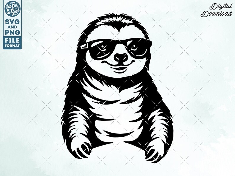 Cool Sloth Svg, Sloths SVG, Sloth Cut File for Cricut, Silhouette, CNC ...