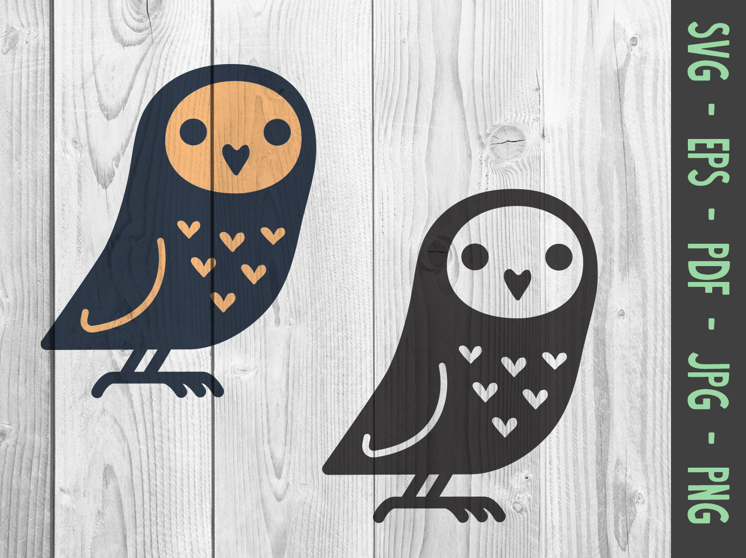 Cartoon Cute Owl Svg Png Hearts SVG PNG Love Owls Svg Png | Etsy