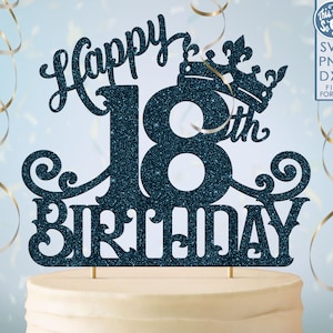 topper de bolo de 18 anos de 18 anos svg, 18 topper de bolo de feliz aniversário de 18 anos, feliz aniversário svg topper de bolo de 18 anos de 18 anos png, dxf, svg cut fil