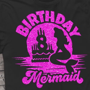 Mermaid 8th Birthday svg, 8th Birthday Mermaid svg, Birthday girl mermaid svg Girls Birthday svg cut file for Cricut. Svg, Dxf, Png Files.