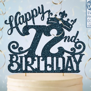72 72e anniversaire gâteau topper svg, 72 72e joyeux anniversaire gâteau topper, joyeux anniversaire svg 72 72e anniversaire gâteau topper png, dxf, svg fil coupé
