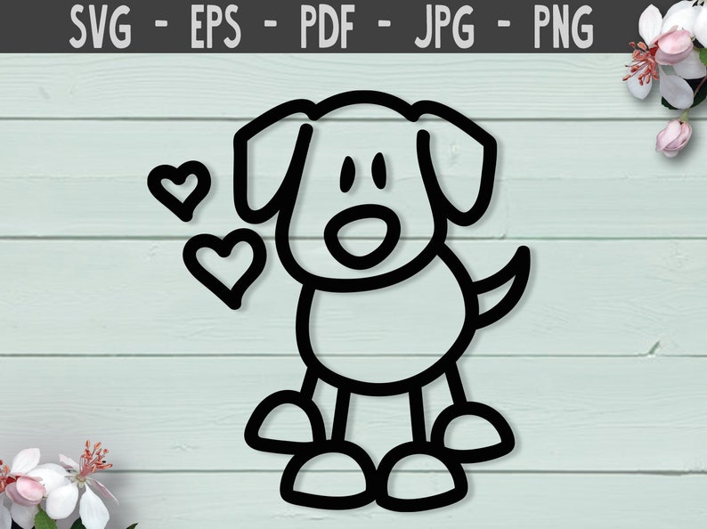 Cartoon Hund Svg geschnitten Datei Welpen Doggy Png. Enthält Cartoon Hund Svg geschnitten Dateien für Cricut png, pdf, eps, jpg auch enthalten. Bild 1
