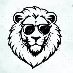 Leão SVG, legal leão svg, leão usando óculos de sol arquivo de corte para Cricut, silhueta, arquivos CNC Clipart