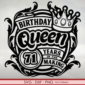 71st Birthday SVG files for Cricut. Birthday Gift 71st Birthday png, svg, dxf clipart files. Birthday Queen 71st Birthday svg