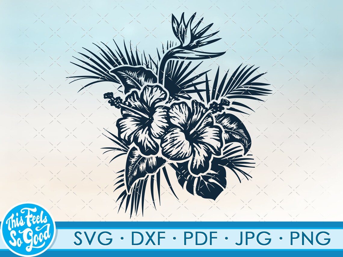 Hawaiian Svg, Tropical Flowers Svg, Hibiscus Svg Files for Cricut. Svg ...