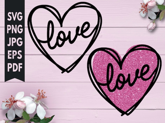 Vector Transparent Background Doodle Heart Svg