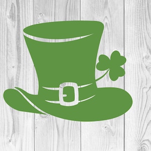 St. Patrick&#39;s day SVG dxf, Leprechaun hat with clover shamrock svg Silhouette Cut Files, Cricut Cut Files svg | png | dxf