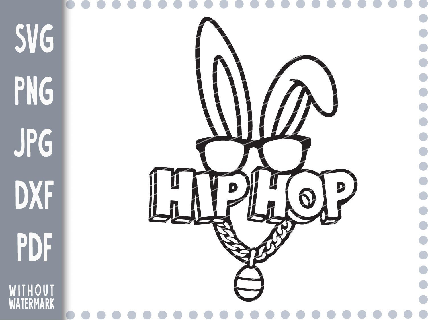 Funny Easter svg, easter bunny SVG, hip hop svg, easter png dxf clipart. Cricut svg cut files clipart for shirts, signs, etc.