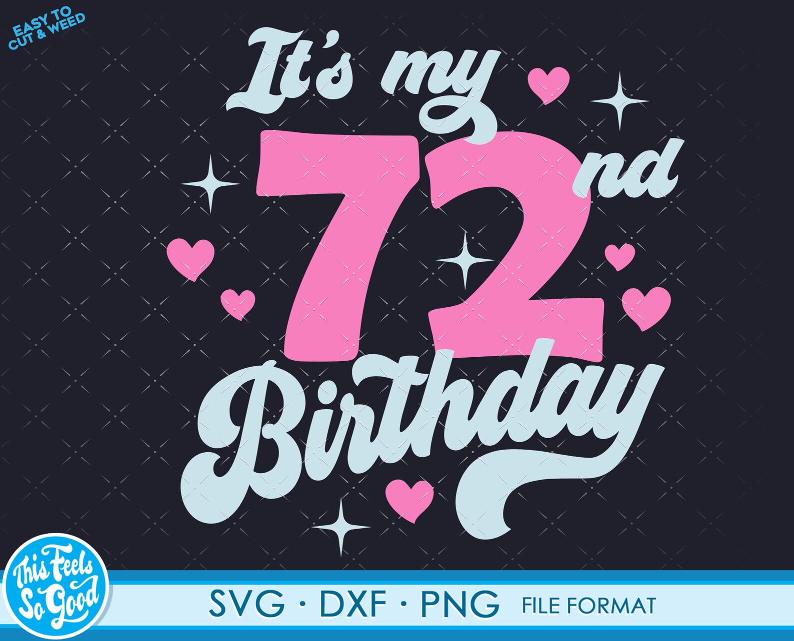 Cute Turning 72 years old svg 72nd Birthday svg files for Etsy