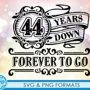 Comemorando o 44º aniversário SVG png, arquivos de corte svg de presente de 44 aniversário, arquivos de corte SVG, arquivo de corte do 44º aniversário svg para clipart cricut