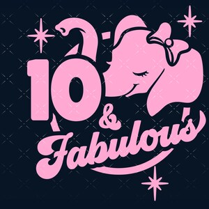 10. Geburtstag svg, Mädchen 10. Geburtstag svg, png Elefant 10 Jahre alte Geburtstag svg Schnittdateien für Cricut CNC und Silhouette Svg und png