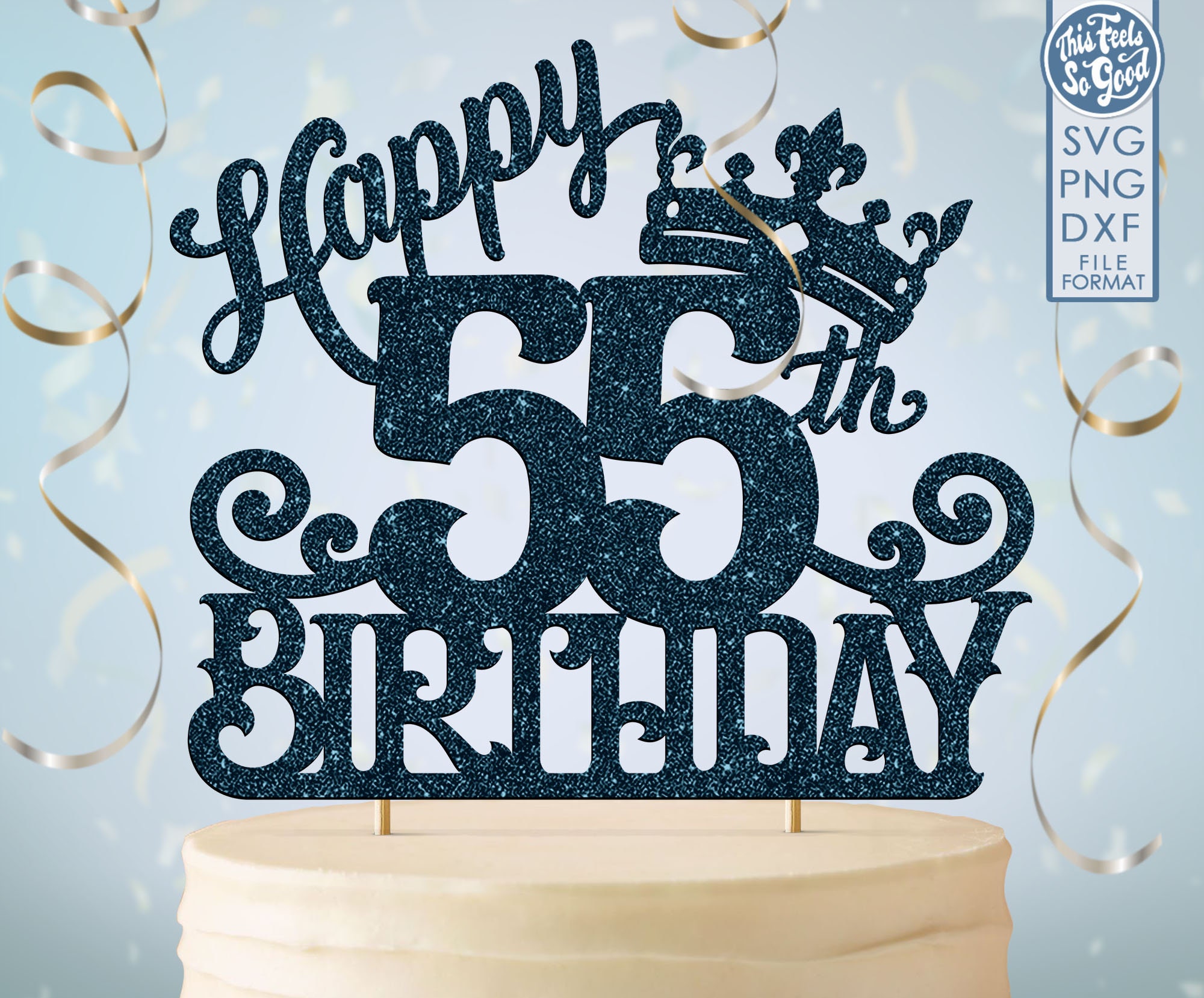 55 55th birthday cake topper svg 55 55th happy birthday cake - Etsy España