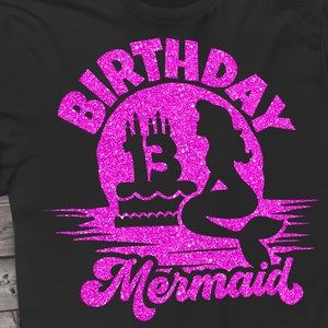 Sirène 13ème anniversaire svg, 13ème anniversaire Sirène svg, Fille d’anniversaire sirène svg Fille anniversaire svg fichier coupé pour Cricut. Fichiers Svg, Dxf, Png.